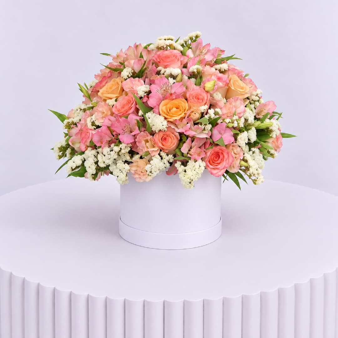 Peach Rose Pink Alstroemeria Box