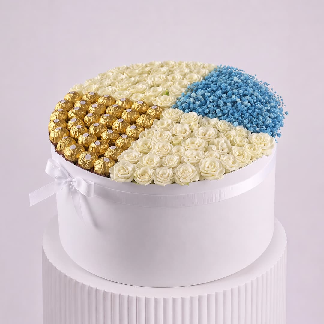 Ivory Rose Sky Blue Chocolate Box