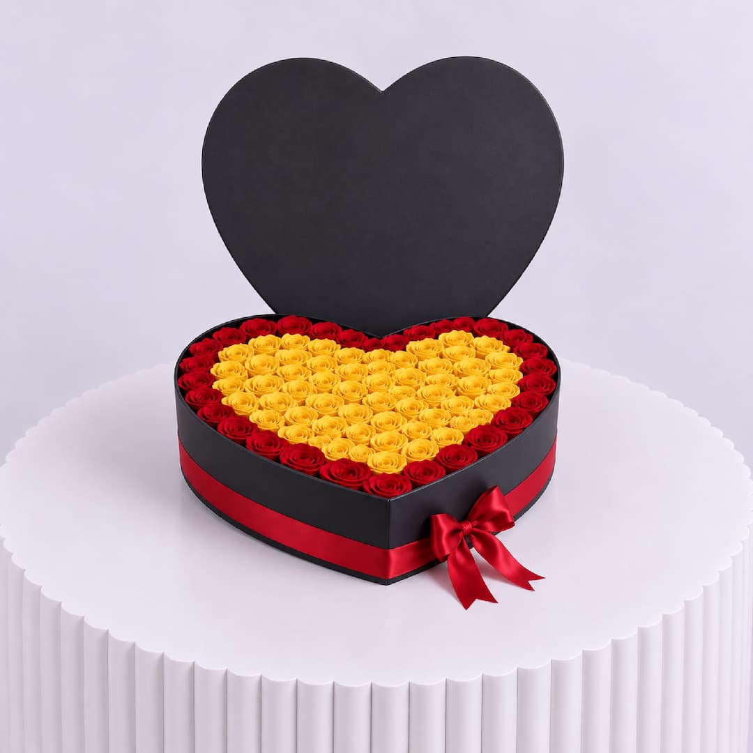 Red and Yellow Heart Box