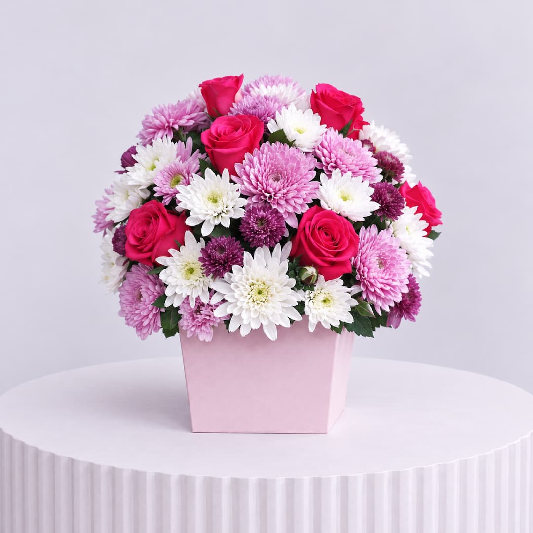Pink Rose Chrysanthemum Box