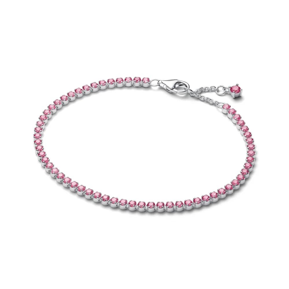 Sterling silver bracelet with fancy pink cubic