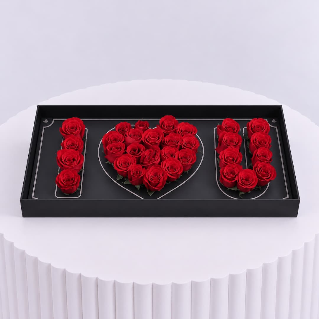 I Love You Red Rose Black Box